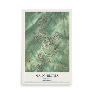 Map of Manchester, Maryland, 12 x 18 inch unframed archival matte print