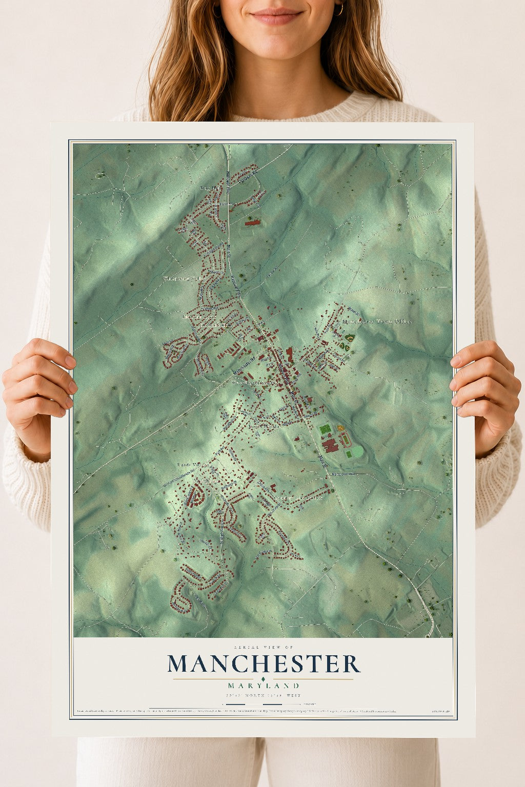 Map of Manchester, Maryland, 18 x 24 inch unframed archival matte print