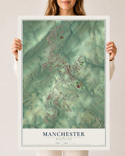 Map of Manchester, Maryland, 24 x 36 inch unframed archival matte print