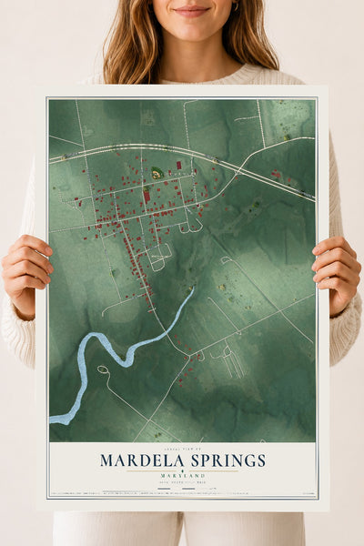 Map of Mardela Springs, Maryland, 18 x 24 inch unframed archival matte print