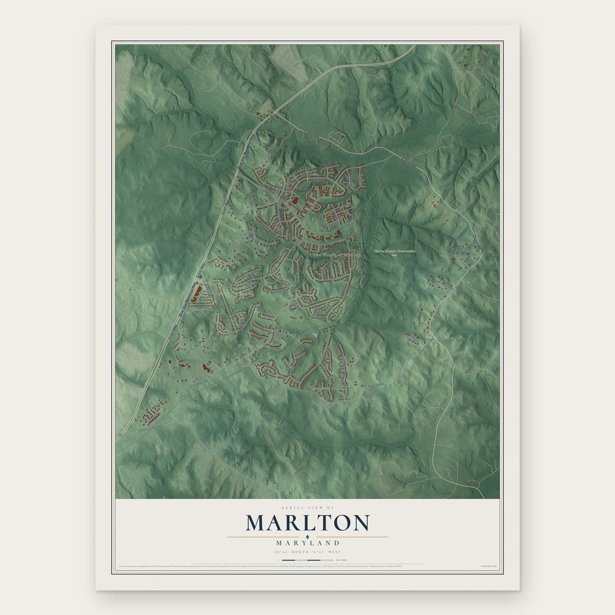 Marlton, Maryland map print, the full design