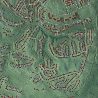 Close-up of the map of Marlton, Maryland print showing street and building detail