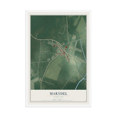 Map of Marydel, Maryland, 12 x 18 inch print in a white wood frame
