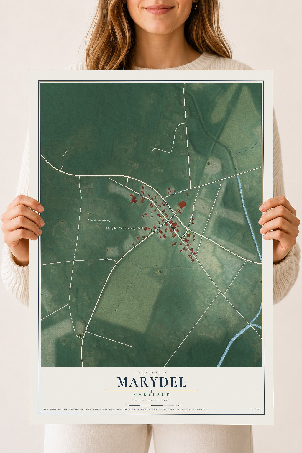Map of Marydel, Maryland, 18 x 24 inch unframed archival matte print
