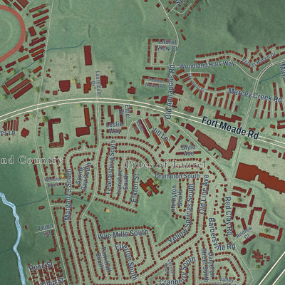 Close-up of the map of Maryland City, Maryland print showing street and building detail