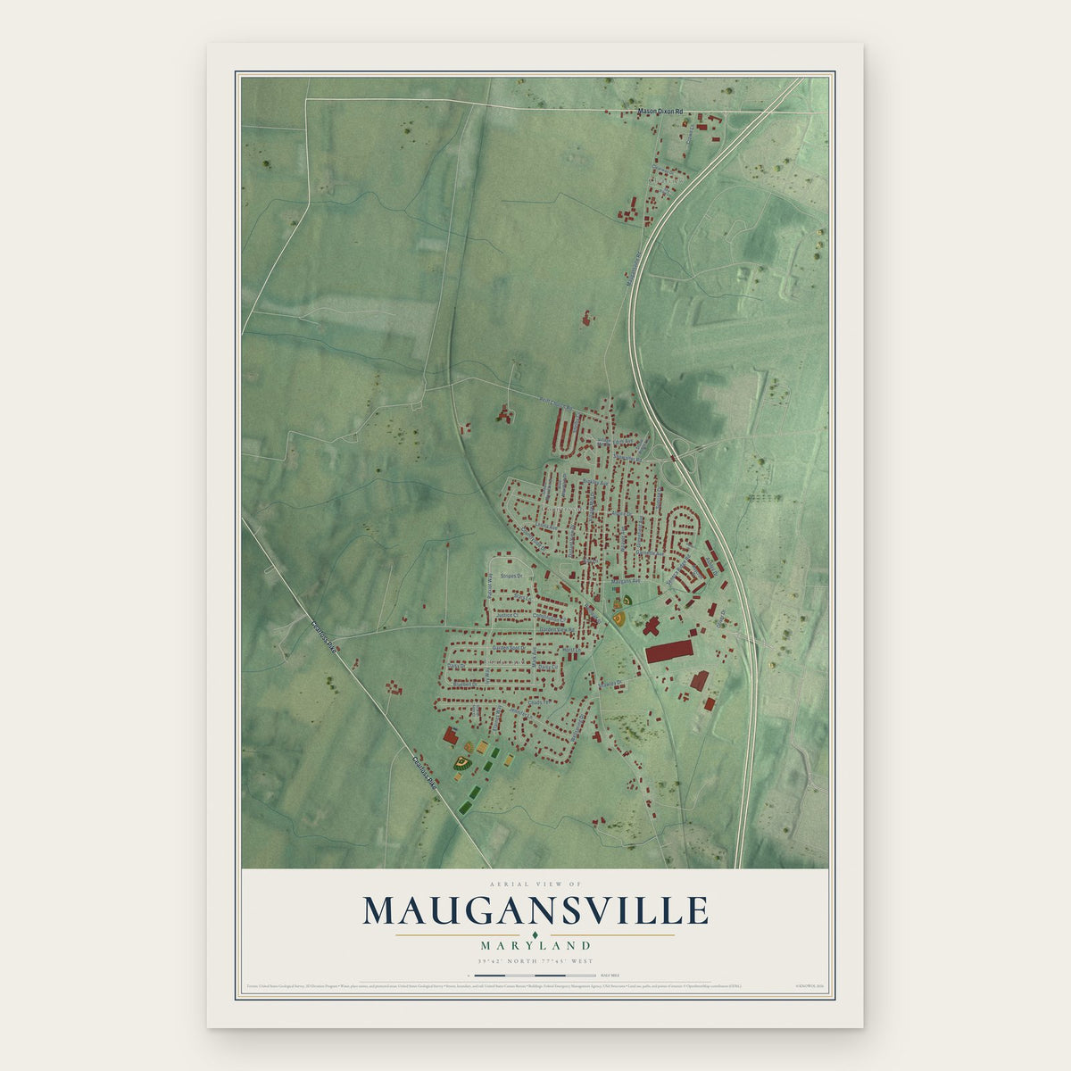 Maugansville, Maryland map print, the full design