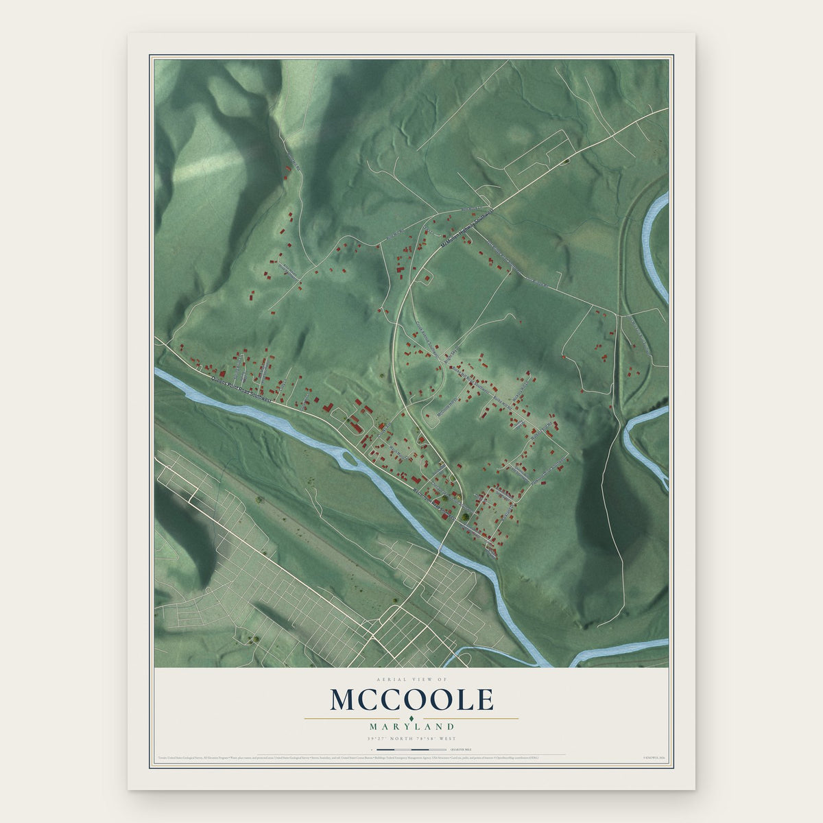 McCoole, Maryland map print, the full design