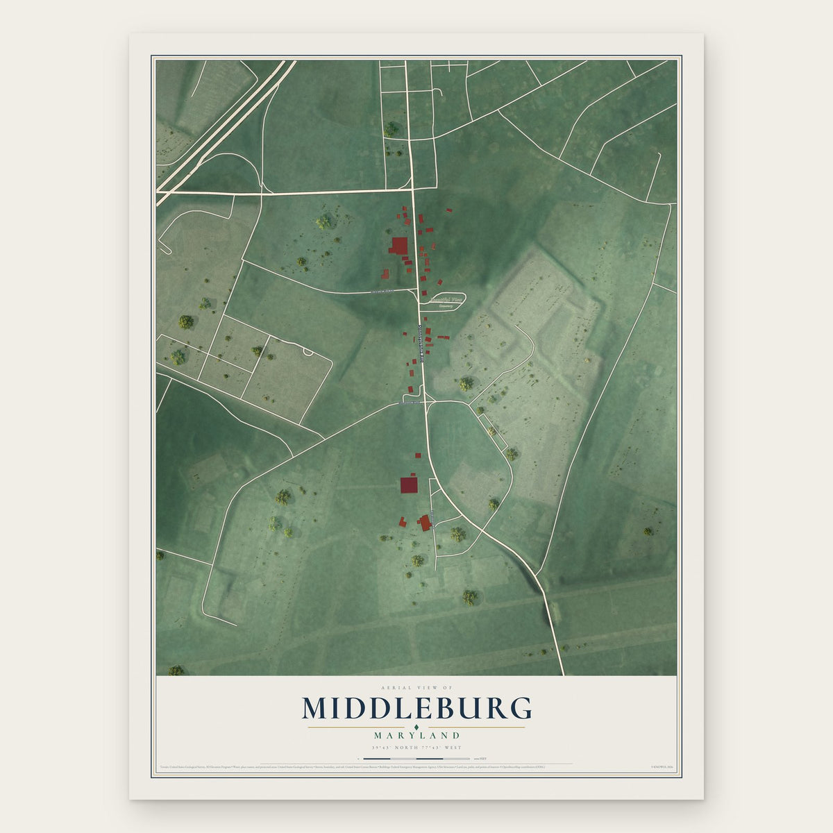 Middleburg, Maryland map print, the full design