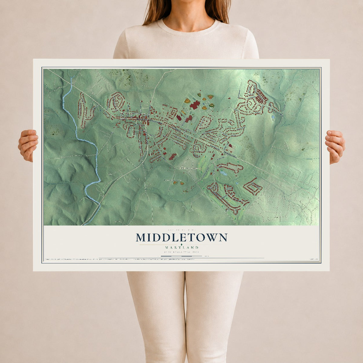 Map of Middletown, Maryland, 24 x 36 inch unframed archival matte print