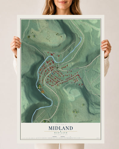 Map of Midland, Maryland, 24 x 36 inch unframed archival matte print