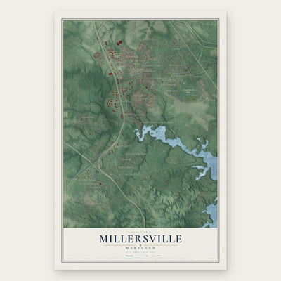 Millersville, Maryland map print, the full design