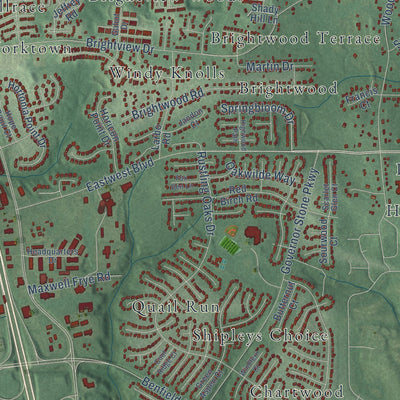 Close-up of the map of Millersville, Maryland print showing street and building detail