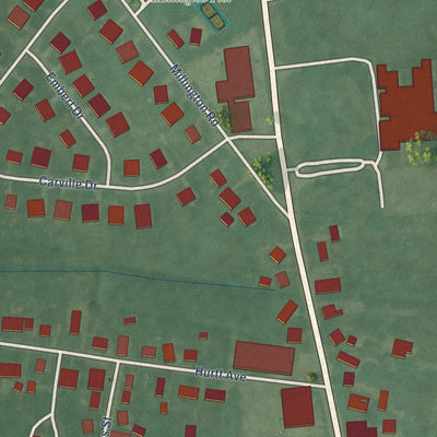 Close-up of the map of Millington, Maryland print showing street and building detail
