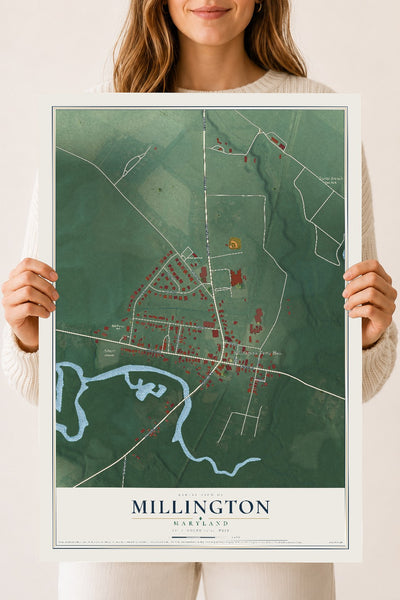 Map of Millington, Maryland, 18 x 24 inch unframed archival matte print