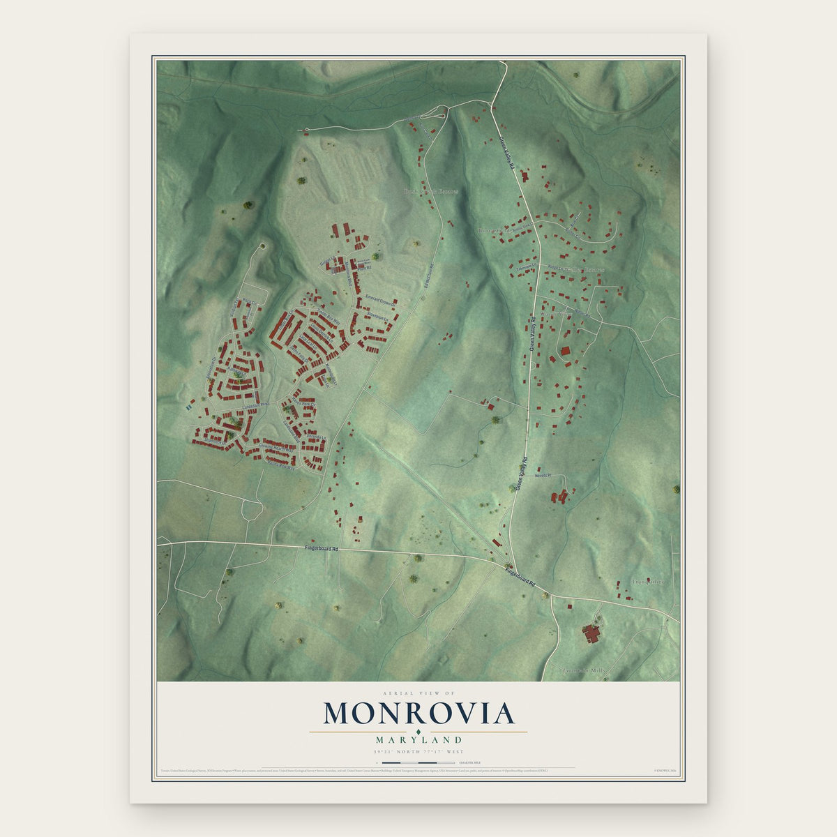 Monrovia, Maryland map print, the full design