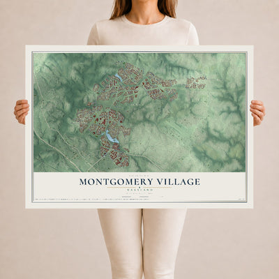 Map of Montgomery Village, Maryland, 24 x 36 inch unframed archival matte print