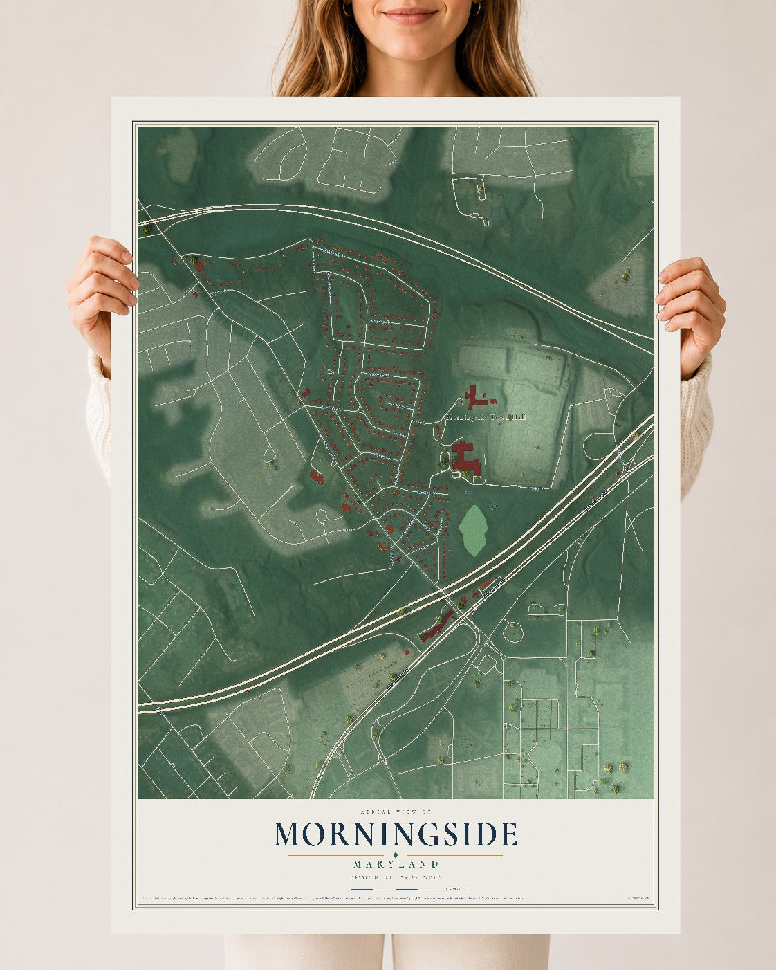 Map of Morningside, Maryland, 24 x 36 inch unframed archival matte print