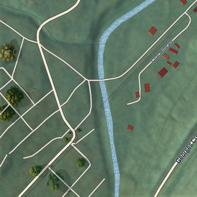 Close-up of the map of Moscow, Maryland print showing street and building detail
