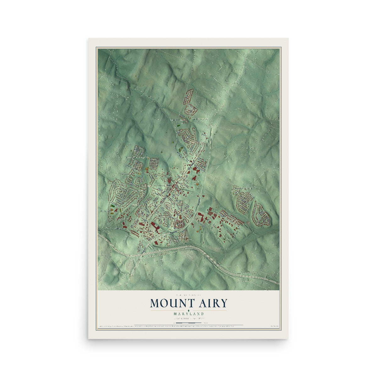 Map of Mount Airy, Maryland, 12 x 18 inch unframed archival matte print