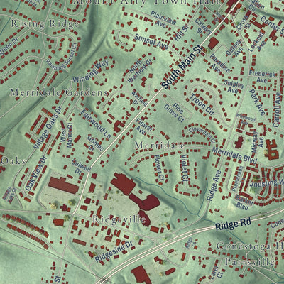 Close-up of the map of Mount Airy, Maryland print showing street and building detail