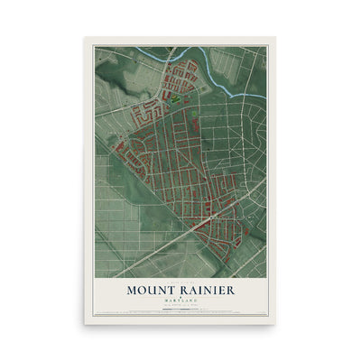 Map of Mount Rainier, Maryland, 12 x 18 inch unframed archival matte print