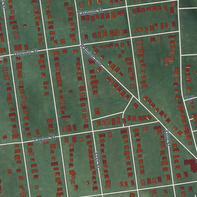 Second close-up of the map of Mount Rainier, Maryland print showing more streets and buildings