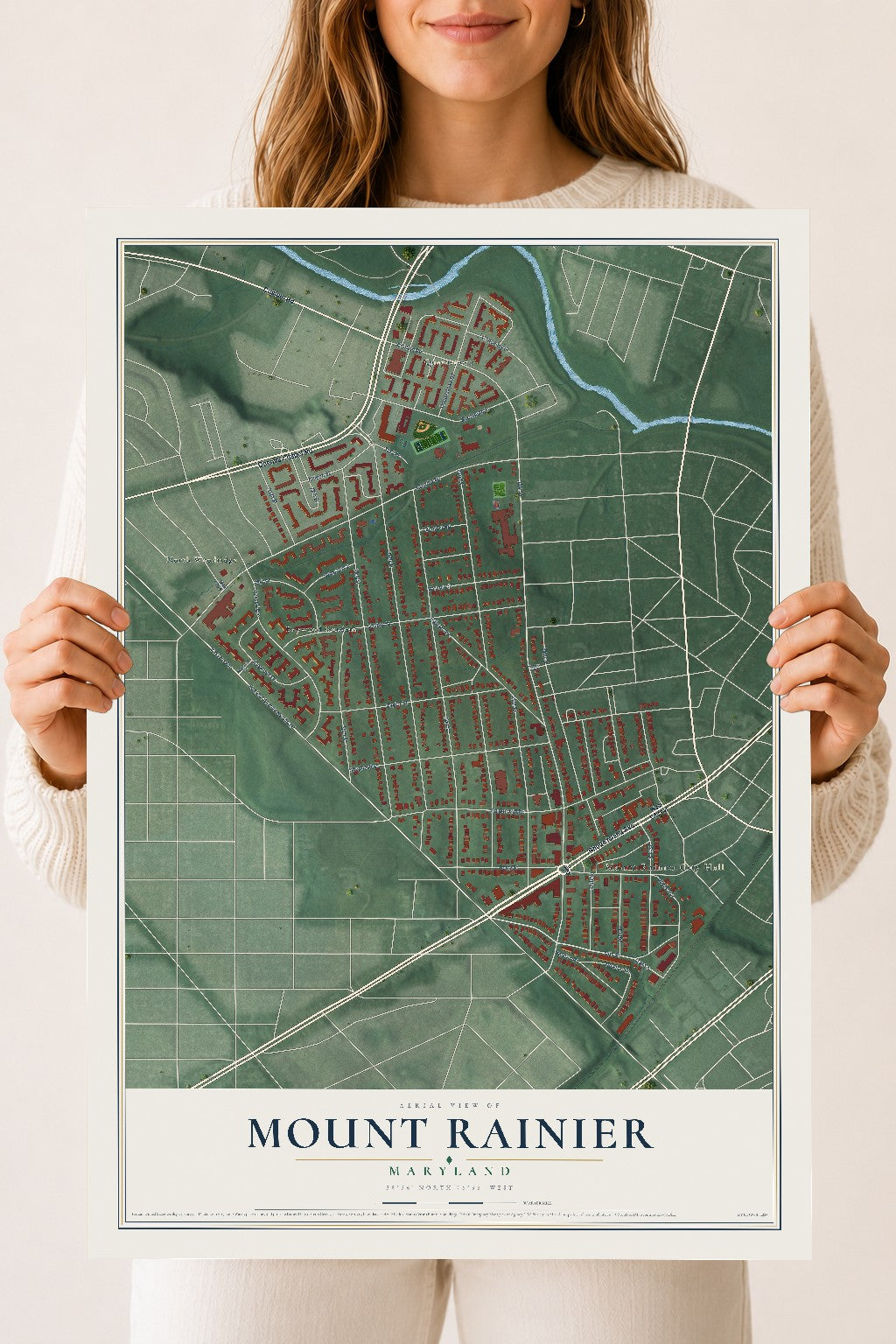 Map of Mount Rainier, Maryland, 18 x 24 inch unframed archival matte print