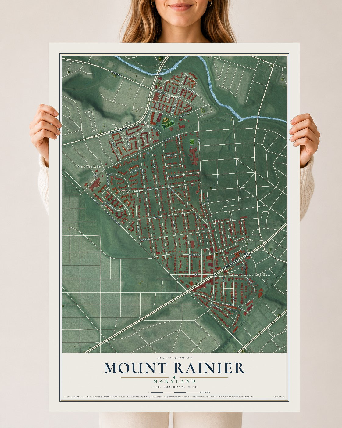 Map of Mount Rainier, Maryland, 24 x 36 inch unframed archival matte print