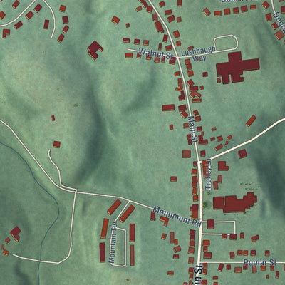 Second close-up of the map of Myersville, Maryland print showing more streets and buildings