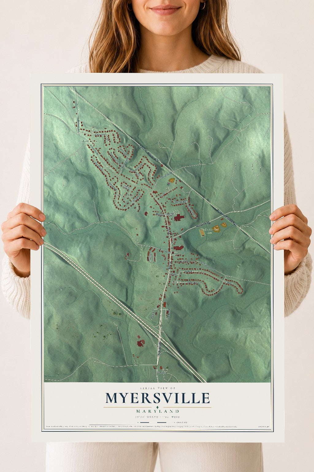 Map of Myersville, Maryland, 18 x 24 inch unframed archival matte print