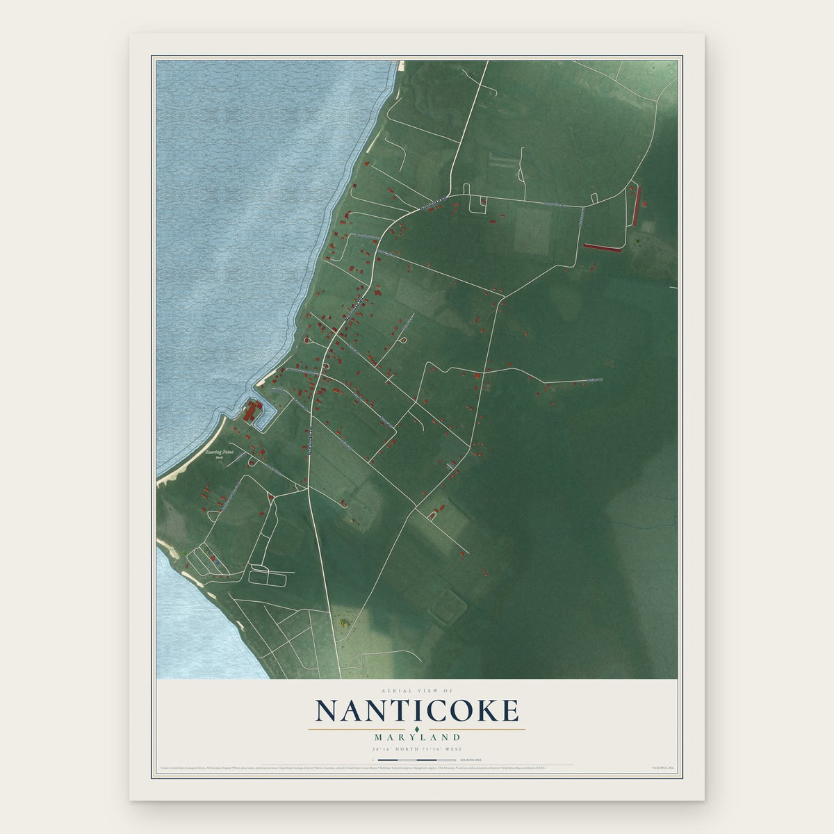 Nanticoke, Maryland map print, the full design
