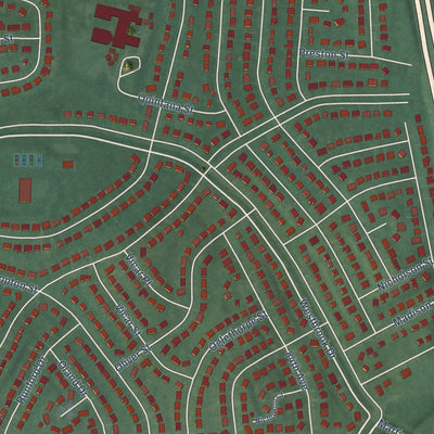 Close-up of the map of New Carrollton, Maryland print showing street and building detail