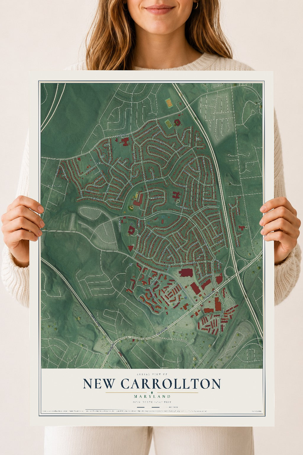 Map of New Carrollton, Maryland, 18 x 24 inch unframed archival matte print
