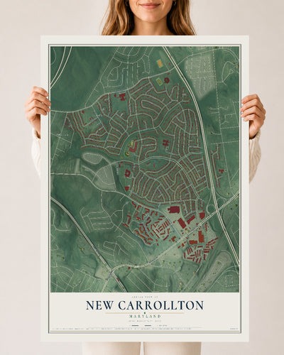 Map of New Carrollton, Maryland, 24 x 36 inch unframed archival matte print