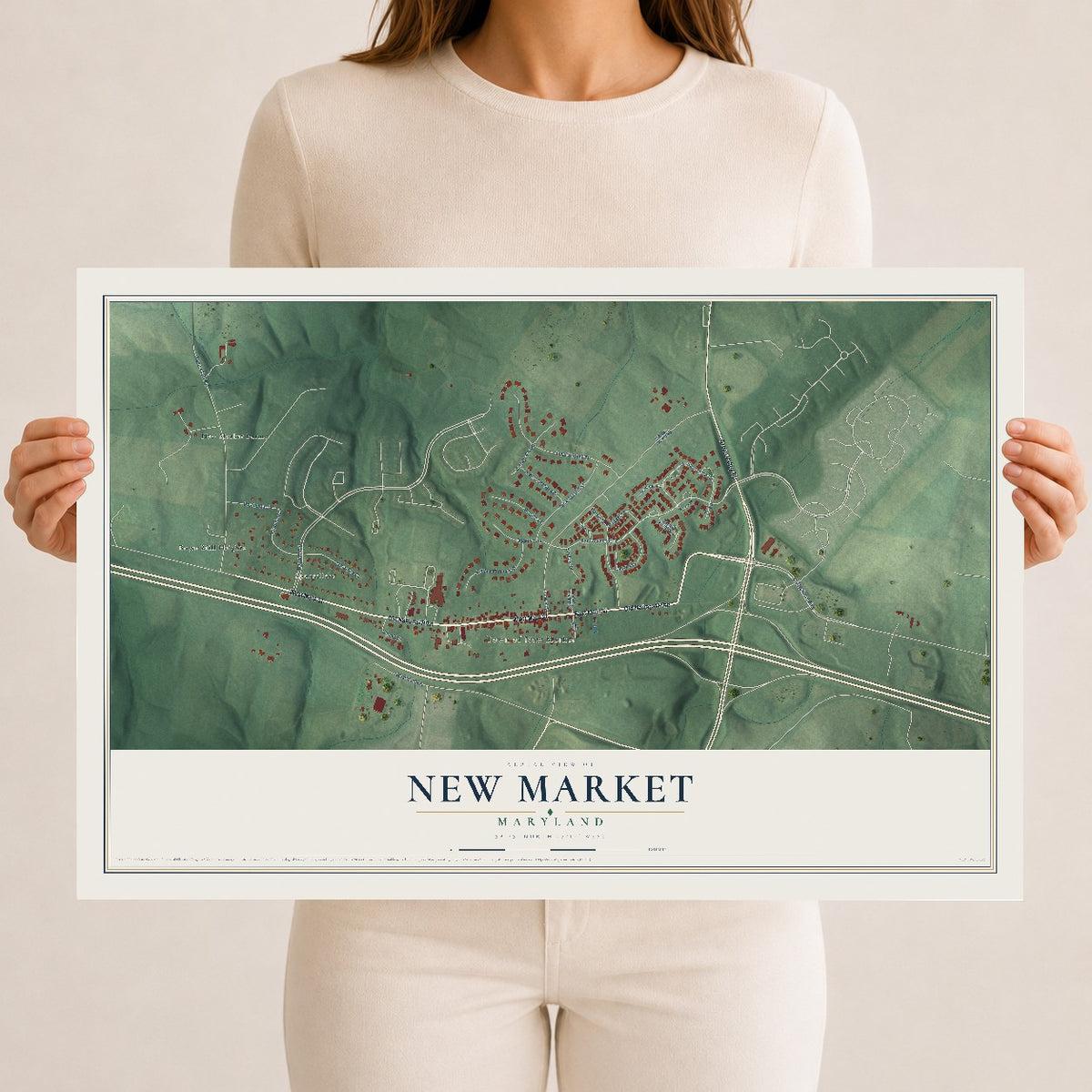 Map of New Market, Maryland, 12 x 18 inch unframed archival matte print