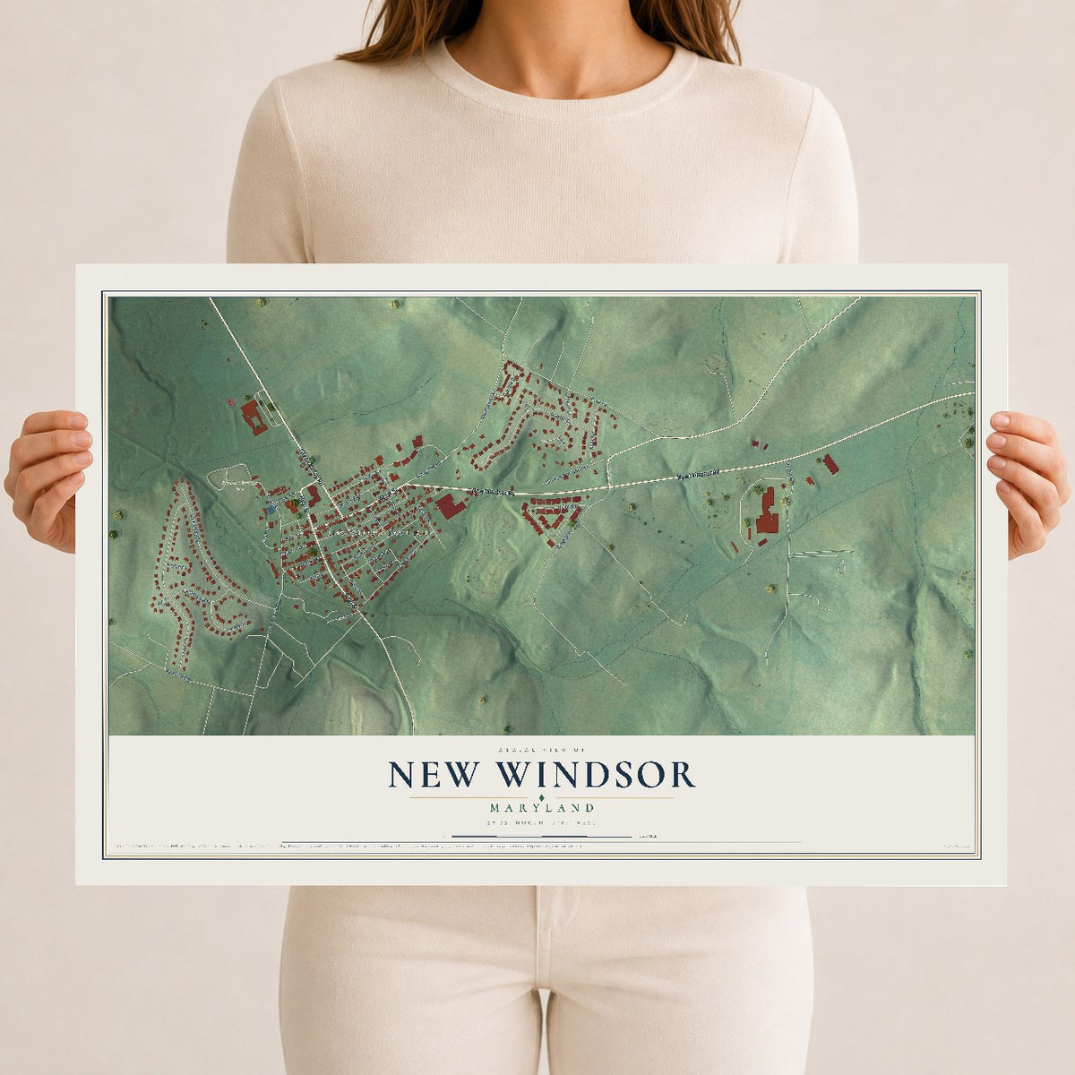 Map of New Windsor, Maryland, 12 x 18 inch unframed archival matte print