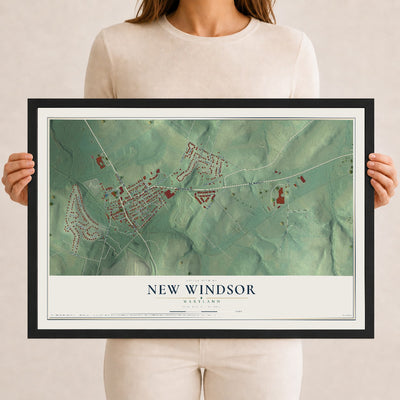 Map of New Windsor, Maryland, 12 x 18 inch print in a black wood frame