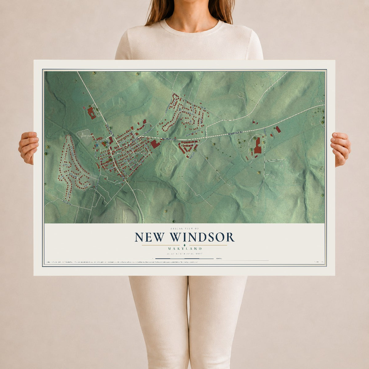 Map of New Windsor, Maryland, 24 x 36 inch unframed archival matte print