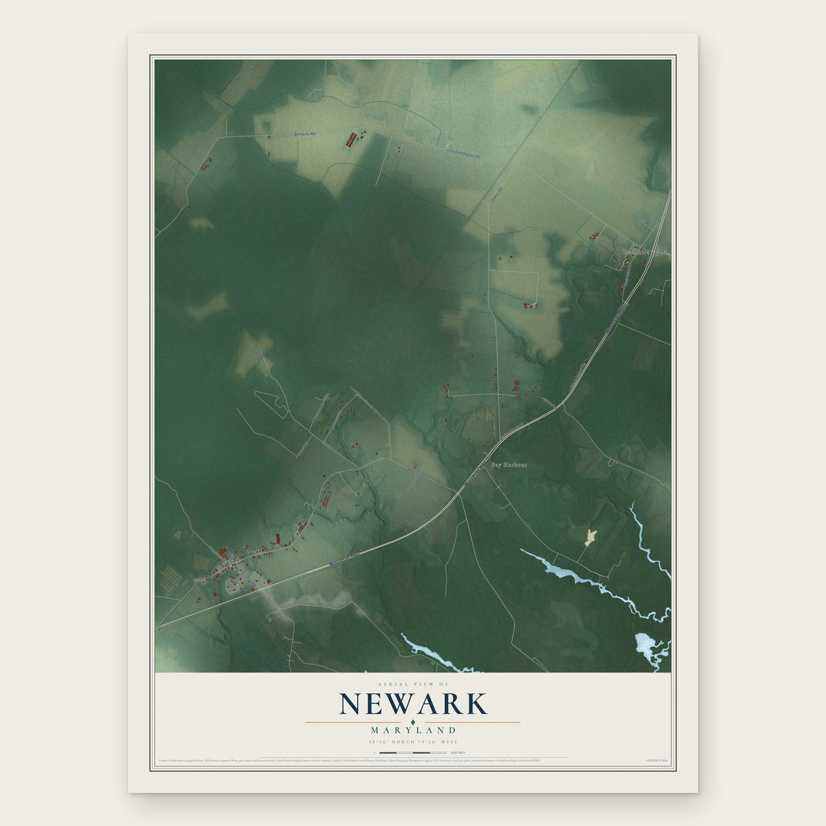 Newark, Maryland map print, the full design