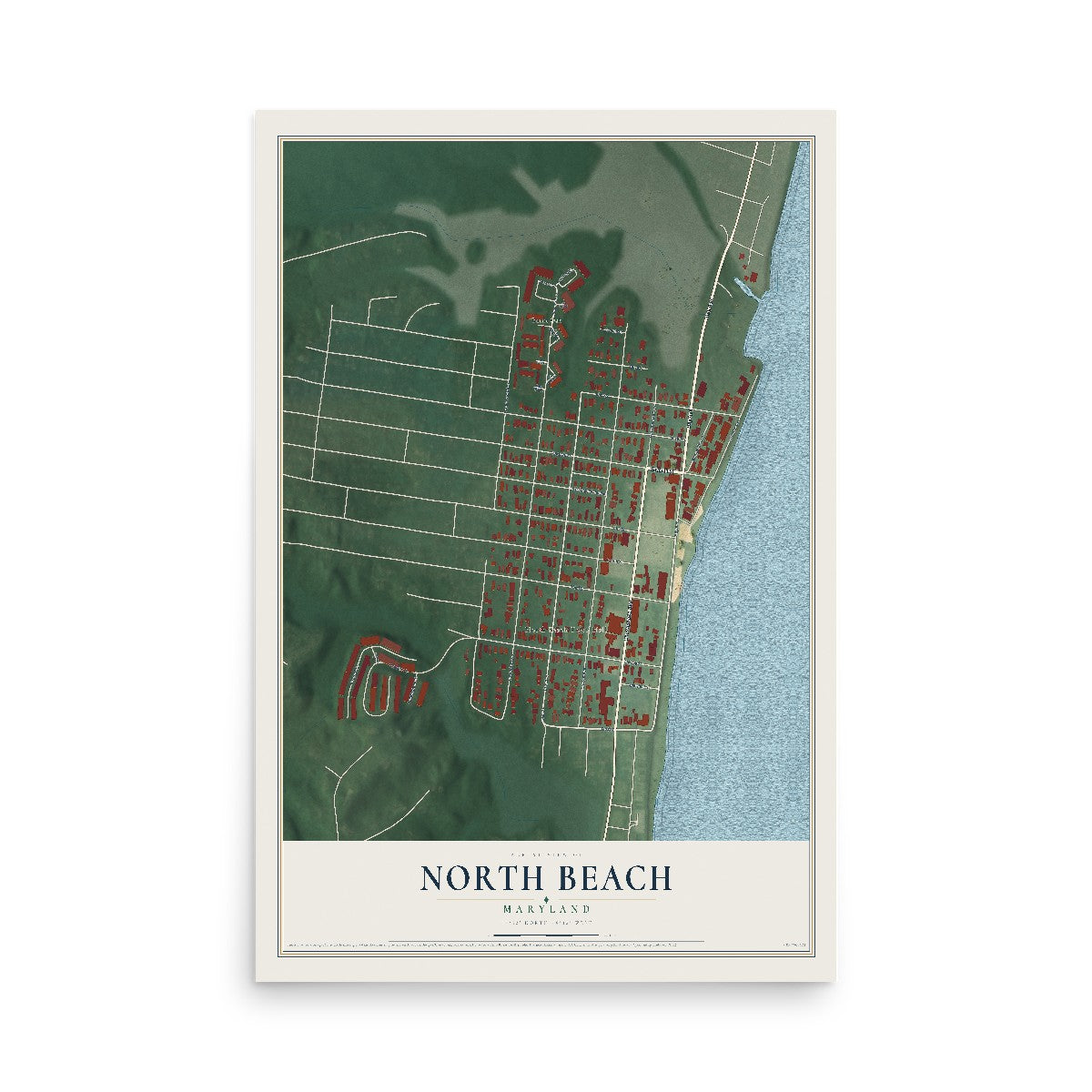 Map of North Beach, Maryland, 12 x 18 inch unframed archival matte print