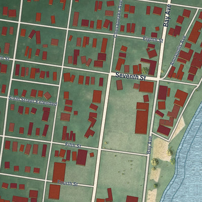 Close-up of the map of North Beach, Maryland print showing street and building detail