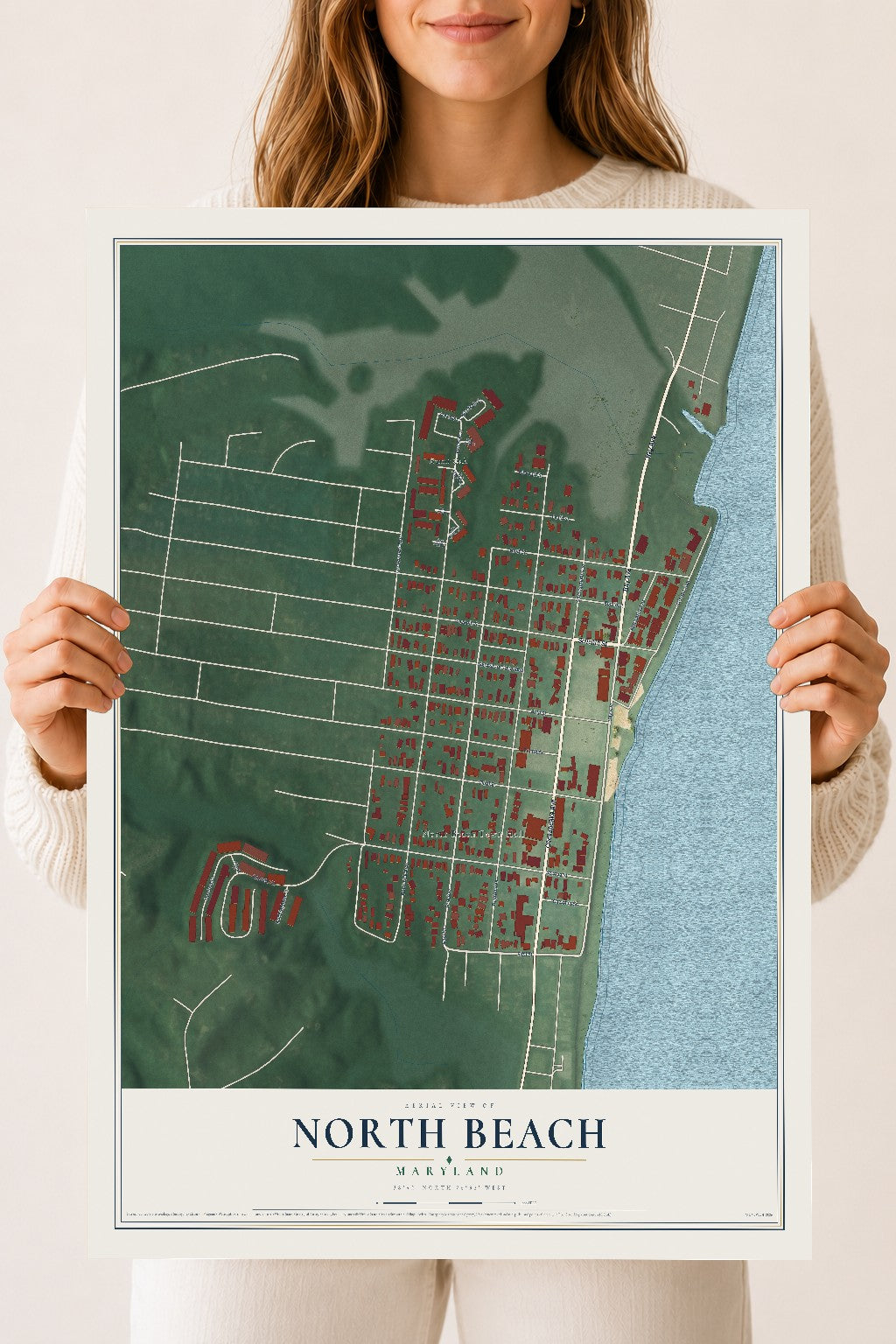 Map of North Beach, Maryland, 18 x 24 inch unframed archival matte print