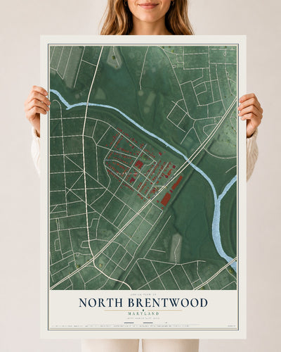 Map of North Brentwood, Maryland, 24 x 36 inch unframed archival matte print