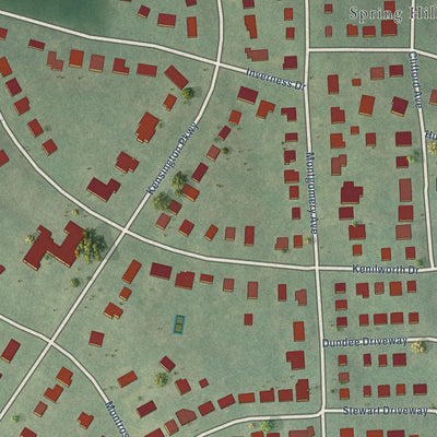 Close-up of the map of North Chevy Chase, Maryland print showing street and building detail