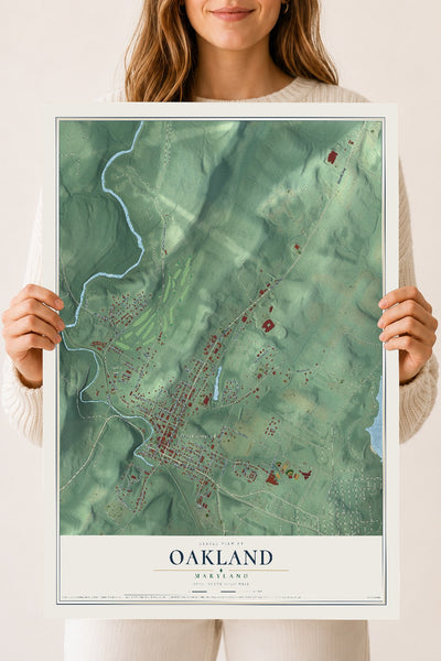 Map of Oakland, Maryland, 18 x 24 inch unframed archival matte print