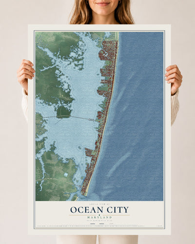 Map of Ocean City, Maryland, 24 x 36 inch unframed archival matte print