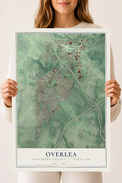 Map of Overlea, Baltimore County, Maryland, 18 x 24 inch unframed archival matte print