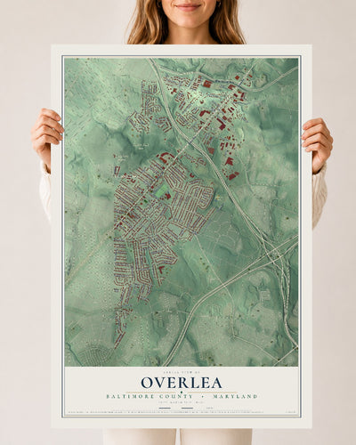 Map of Overlea, Baltimore County, Maryland, 24 x 36 inch unframed archival matte print