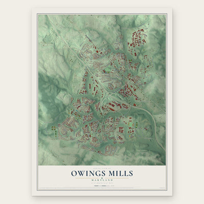 Owings Mills, Maryland map print, the full design
