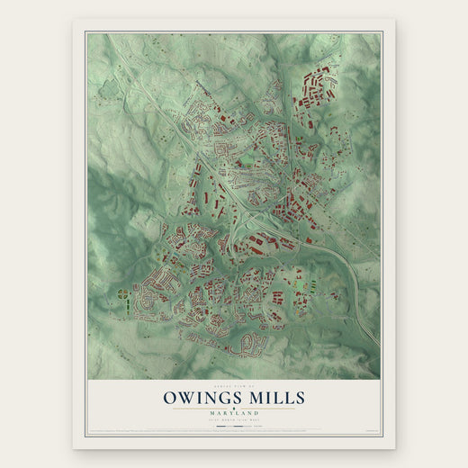 Owings Mills, Maryland map print, the full design